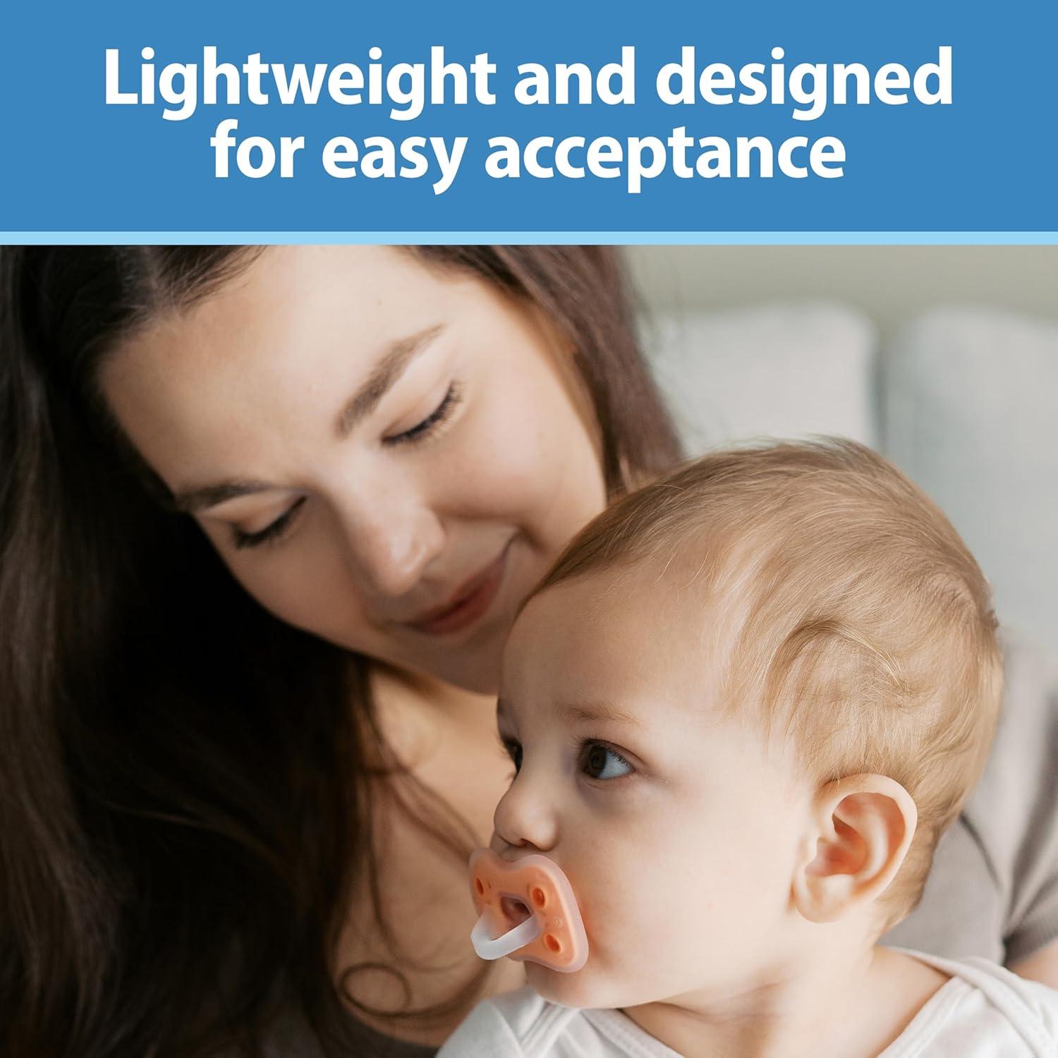 imageDr Browns Advantage OnePiece Silicone Baby Pacifier Fully Symmetrical Soother Dark BlueLight BlueOrange 618m BPA Free 3 Pack3 Pack  CoralLight PinkPink