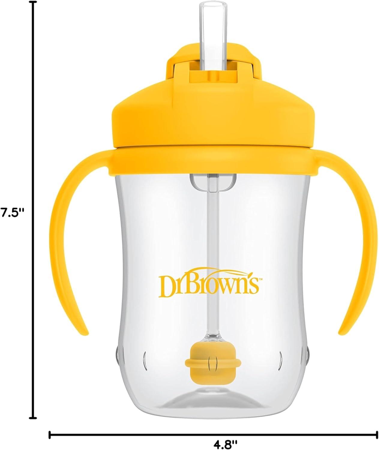 imageDr Browns Milestones Babys First Straw Cup Sippy Cup with Straw 6m 9oz270ml 2 Pack Coral ampamp Olive Green BPA FreeVintage Yellow