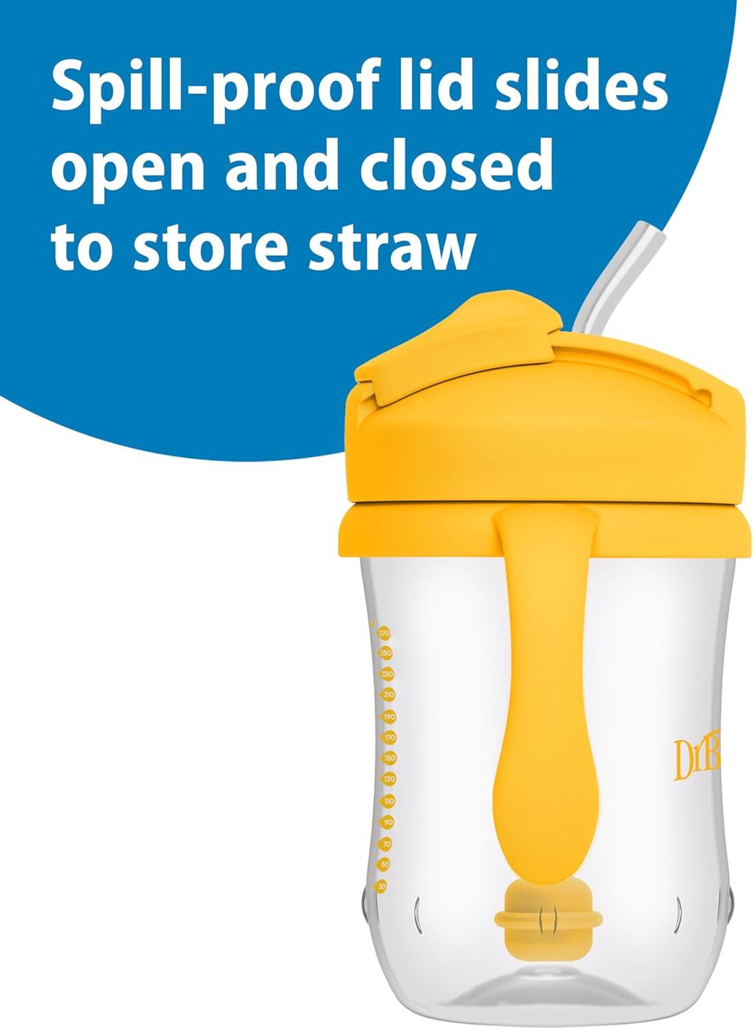 imageDr Browns Milestones Babys First Straw Cup Sippy Cup with Straw 6m 9oz270ml 2 Pack Coral ampamp Olive Green BPA FreeVintage Yellow