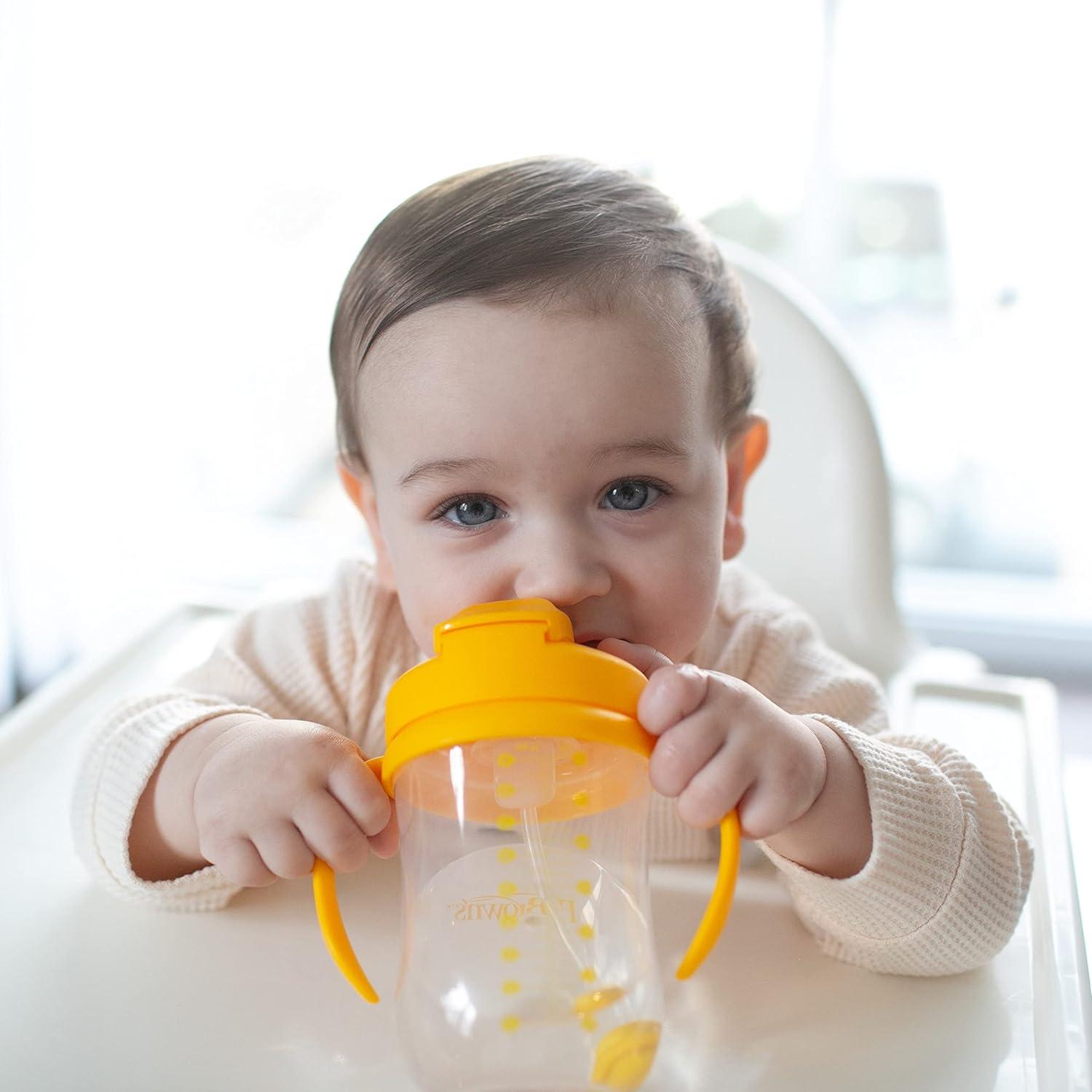 imageDr Browns Milestones Babys First Straw Cup Sippy Cup with Straw 6m 9oz270ml 2 Pack Coral ampamp Olive Green BPA FreeVintage Yellow