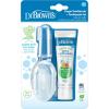 imageDr Browns 100 Silicone Baby Finger Toothbrush and Toothpaste Set 2Pack Toothbrush with Storage Case FluorideFree Strawberry Toddler Toothpaste Gray ampamp LightGreenFinger Toothbrush  Apple Pear Toothpaste