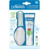 imageDr Browns 100 Silicone Baby Finger Toothbrush and Toothpaste Set 2Pack Toothbrush with Storage Case FluorideFree Strawberry Toddler Toothpaste Gray ampamp LightGreen2 Pack  Gray  LightGreen with Strawberry Toothpaste