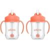 imageDr Browns Milestones Babys First Straw Cup Sippy Cup with Straw 6m 9oz270ml 2 Pack Coral ampamp Olive Green BPA FreeCoral