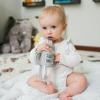 imageDr Browns Milestones Narrow Sippy Straw Bottle SpillProof with 100 Silicone Handles and Weighted Straw 8 oz250 mL Gray ampamp Green 6m1 Count Pack of 1