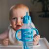 imageDr Browns Milestones Narrow Sippy Straw Bottle SpillProof with 100 Silicone Handles and Weighted Straw 8 oz250 mL Gray ampamp Green 6m1 Count Pack of 2