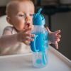imageDr Browns Milestones Narrow Sippy Straw Bottle SpillProof with 100 Silicone Handles and Weighted Straw 8 oz250 mL Gray ampamp Green 6m1 Count Pack of 2