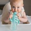imageDr Browns Milestones Narrow Sippy Straw Bottle SpillProof with 100 Silicone Handles and Weighted Straw 8 oz250 mL Gray ampamp Green 6m1 Count Pack of 1