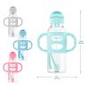imageDr Browns Milestones Narrow Sippy Straw Bottle SpillProof with 100 Silicone Handles and Weighted Straw 8 oz250 mL Gray ampamp Green 6m2 Count Pack of 1
