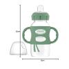 imageDr Browns Milestones WideNeck Sippy Spout Bottle with 100 Silicone Handles EasyGrip Handles with Soft Sippy Spout 9oz270mL LightPink ampamp Ecru 2Pack 6m1 Pack  Green
