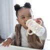 imageDr Browns Milestones WideNeck Sippy Spout Bottle with 100 Silicone Handles EasyGrip Handles with Soft Sippy Spout 9oz270mL LightPink ampamp Ecru 2Pack 6m2 Pack  Light Pink  Ecru