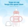 imageDr Browns Milestones WideNeck Sippy Spout Bottle with 100 Silicone Handles EasyGrip Handles with Soft Sippy Spout 9oz270mL LightPink ampamp Ecru 2Pack 6m2 Pack  Light Pink  Ecru