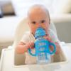 imageDr Browns Milestones WideNeck Sippy Straw Bottle with 100 Silicone Handles and Weighted Straw 9 oz270 mL Blue 6mBlue