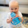 imageDr Browns Milestones WideNeck Sippy Straw Bottle with 100 Silicone Handles and Weighted Straw 9 oz270 mL Blue 6mGray  Blue