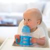 imageDr Browns Milestones WideNeck Sippy Straw Bottle with 100 Silicone Handles and Weighted Straw 9 oz270 mL Blue 6mGray  Blue