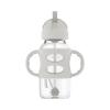 imageDr Browns Milestones WideNeck Sippy Straw Bottle with 100 Silicone Handles and Weighted Straw 9 oz270 mL Blue 6mGray  Blue