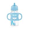 imageDr Browns Milestones WideNeck Sippy Straw Bottle with 100 Silicone Handles and Weighted Straw 9 oz270 mL Blue 6mGray  Blue