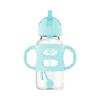 imageDr Browns Milestones WideNeck Sippy Straw Bottle with 100 Silicone Handles and Weighted Straw 9 oz270 mL Blue 6mGray  Green
