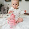imageDr Browns Milestones WideNeck Sippy Straw Bottle with 100 Silicone Handles and Weighted Straw 9 oz270 mL Blue 6mGray  Pink
