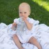 imageDr Browns Milestones WideNeck Sippy Straw Bottle with 100 Silicone Handles and Weighted Straw 9 oz270 mL Blue 6mGray