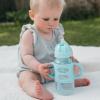imageDr Browns Milestones WideNeck Sippy Straw Bottle with 100 Silicone Handles and Weighted Straw 9 oz270 mL Blue 6mGreen