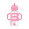 imageDr Browns Milestones WideNeck Sippy Straw Bottle with 100 Silicone Handles and Weighted Straw 9 oz270 mL Blue 6mPink