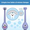 imageDr Browns ToothScrubber Toddler Toothbrush TripleSided Training Toothbrush with Suction Cup Base Green Monster Baby Oral Care Ages 14 Years1 Pack  Purple Monster