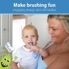 imageDr Browns ToothScrubber Toddler Toothbrush TripleSided Training Toothbrush with Suction Cup Base Green Monster Baby Oral Care Ages 14 Years2 Pack  Toddler Toothbrush  Purple Monster  Flamingo