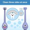 imageDr Browns ToothScrubber Toddler Toothbrush TripleSided Training Toothbrush with Suction Cup Base Green Monster Baby Oral Care Ages 14 Years2 Pack  Toddler Toothbrush  Purple Monster  Flamingo