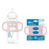 imageDr Browns WideNeck Baby Bottle Handles 100 Silicone Easy Grip Removable Handles for Bottle to Sippy Cup Transition Pink 4m