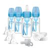 imageDr Browns AntiColic Baby Feeding Set with Slow Flow Nipples Travel Caps Silicone Pacifier  PinkBlue  Breast to Bottle Feeding Set