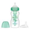 imageDr Browns AntiColic Options WideNeck Sippy Bottle Starter Kit 9oz270mL with Level 3 MediumFast Flow Nipple and Soft 100 Silicone Sippy Spout Blue BPA Free 6m9 oz  Wide  Green