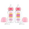 imageDr Browns AntiColic Options WideNeck Sippy Bottle Starter Kit 9oz270mL with Level 3 MediumFast Flow Nipple and Soft 100 Silicone Sippy Spout Blue BPA Free 6m9 oz  Wide  2 Pack  Pink