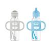 imageDr Browns Milestones Narrow Sippy Straw Bottle SpillProof with 100 Silicone Handles and Weighted Straw 8 oz250 mL Gray ampamp Green 6m1 Count Pack of 2