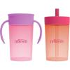 imageDr Browns Milestones Straw to 360 Cup Set Convertible Toddler Training Cup Set with Interchangeable Silicone Straw and 360 Degree Cup Lids Ocean Blue 10 oz300 mL BPA Free 9m 2 PackCoral Pink