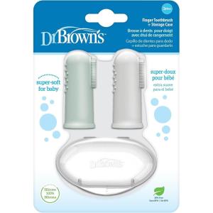 imageDr Browns 100 Silicone Baby Finger Toothbrush and Toothpaste Set 2Pack Toothbrush with Storage Case FluorideFree Strawberry Toddler Toothpaste Gray ampamp LightGreen2 Pack  Gray  Light Green