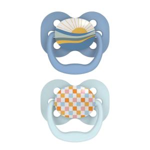 imageDr Browns Advantage GlowintheDark Baby Pacifier Fully Symmetrical Soother with Soft Silicone Bulb Blue SunriseBlue Ocean 06m BPA Free 4 Pack2 Pack  Blue Sunrise