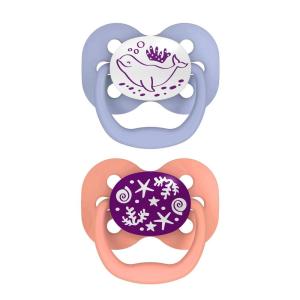imageDr Browns Advantage GlowintheDark Baby Pacifier Fully Symmetrical Soother with Soft Silicone Bulb Blue SunriseBlue Ocean 06m BPA Free 4 Pack2 Pack  GlowintheDark Coral Ocean