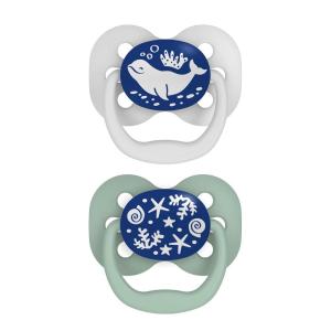 imageDr Browns Advantage GlowintheDark Baby Pacifier Fully Symmetrical Soother with Soft Silicone Bulb Blue SunriseBlue Ocean 06m BPA Free 4 Pack2 Pack  GlowintheDark Blue Ocean