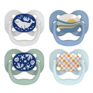 imageDr Browns Advantage GlowintheDark Baby Pacifier Fully Symmetrical Soother with Soft Silicone Bulb Blue SunriseBlue Ocean 06m BPA Free 4 Pack4 Pack  GlowintheDark Blue SunriseBlue Ocean