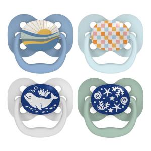 imageDr Browns Advantage GlowintheDark Baby Pacifier Fully Symmetrical Soother with Soft Silicone Bulb Blue SunriseBlue Ocean 06m BPA Free 4 Pack4 Pack  GlowintheDark Blue OceanBlue Sunrise