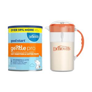 imageDr Browns Baby Formula Mixing Pitcher with Adjustable Stopper Locking Lid ampamp No Drip Spout 32oz BPA Free Orange ampamp Good Start Baby Formula Powder 32 Ounce For 012 Months