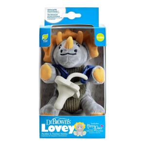 imageDr Browns Baby Lovey Pacifier and Teether Holder Triceratops with Gray HappyPaci 100 Silicone 06m Packaging May VaryTriceratops