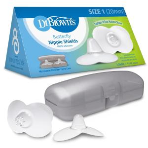 imageDr Browns Butterfly Breastfeeding Nipple Shields for Protecting Sore Flat or Inverted Nipples Essential for Latching Difficulties with Microwave Sterilizer Carrying Case 20mmSize  1  20mm