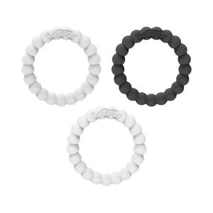 imageDr Browns Flexees Beaded Teether Rings 100 Silicone Soft ampamp Easy to Hold Encourages SelfSoothe 3 Pack Blue Light Blue Black BPA Free 3mBlack  Gray  White