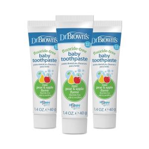 imageDr Browns FluorideFree Baby Toothpaste Infant ampamp Toddler Oral Care Mixed Fruit 3Pack 14oz40g 03 years3 Pack  Apple Pear