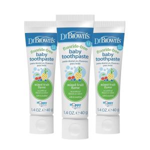 imageDr Browns FluorideFree Baby Toothpaste Infant ampamp Toddler Oral Care Mixed Fruit 3Pack 14oz40g 03 years3 Pack  Mixed Fruit