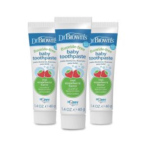 imageDr Browns FluorideFree Baby Toothpaste Infant ampamp Toddler Oral Care Mixed Fruit 3Pack 14oz40g 03 years3 Pack  Strawberry