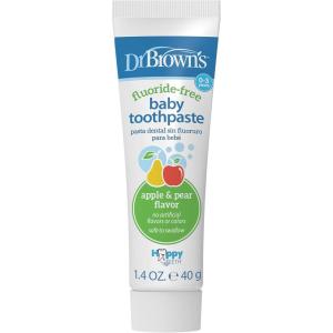 imageDr Browns FluorideFree Baby Toothpaste Infant ampamp Toddler Oral Care Strawberry 1Pack 14oz40g 03 yearsApple Pear