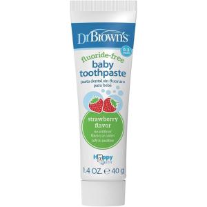 imageDr Browns FluorideFree Baby Toothpaste Infant ampamp Toddler Oral Care Strawberry 1Pack 14oz40g 03 yearsStrawberry