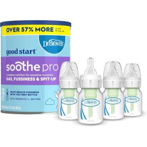 imageDr Browns Good Start Baby Formula Powder 306 Ounce ampamp Natrual Flow AntiColic Options Narrow Baby Bottle 2 oz60 mL with Preemie Flow Nipple 0m 4 Bottles